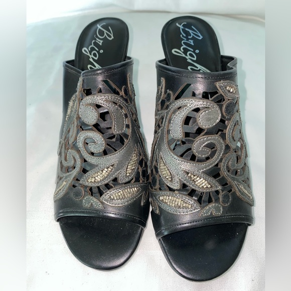 Brighton women’s heeled beaded mules size 8.5 - Picture 1 of 5